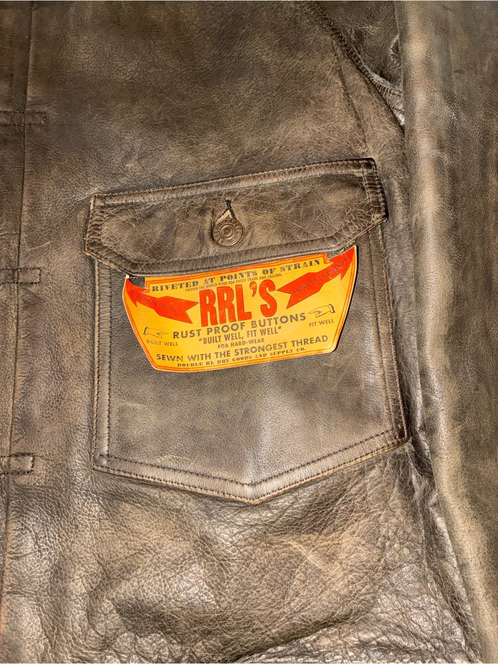 RRL Type 2 Buffalo Leather Brown Jacket - Picture 7 of 16